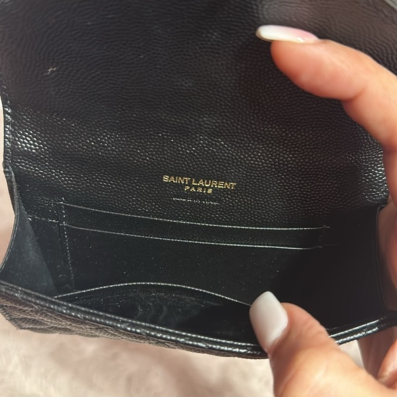 Authentic Saint Laurent Envelope Small YSL Flap Wallet in Grained Leather - Picture 7 of 9